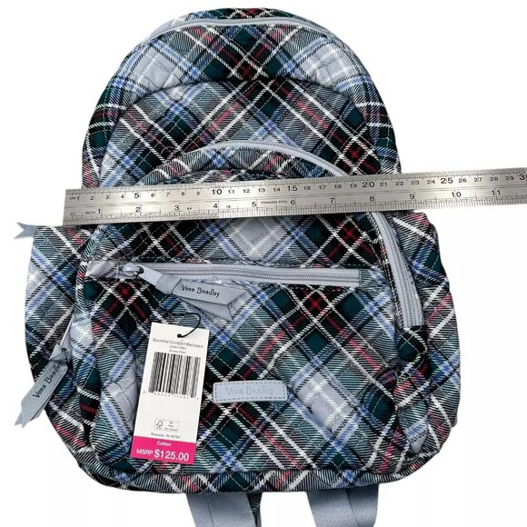 Vera Bradley Cotton Compact Backpack Snowy Plaid‎ Quilted 20L Machine Washable main image 13